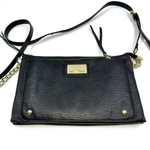 Juicy Couture Crossbody Purse Black Vegan Leather Adjustable Strap Buckle Gold